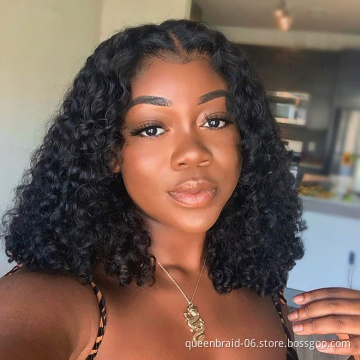 Short Bob Deep Curly Wave Wigs 13x4 Lace Front Wigs Pre Plucked With Baby Hair 100% Brazilian Remy Virgin Human Hair Wigs